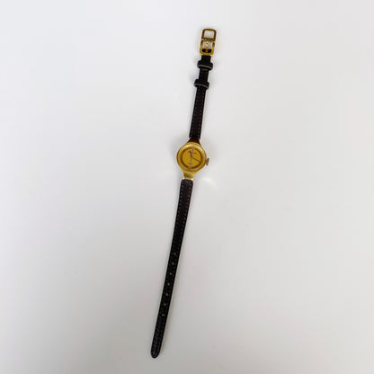 Dior x Bulova 1970s Hand-Winding Gold Plated Round Leather Watch