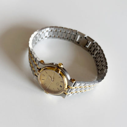 Gucci 1990s Date Round Dial Two Tone Watch