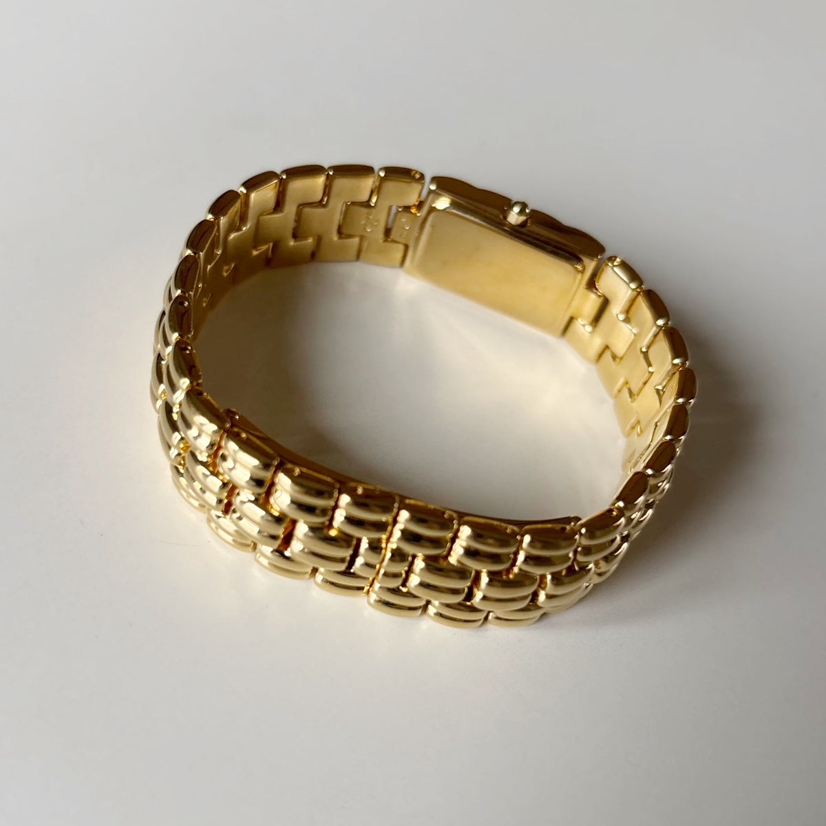 Fendi 1990s Rectangular White Dial Gold Plated Watch
