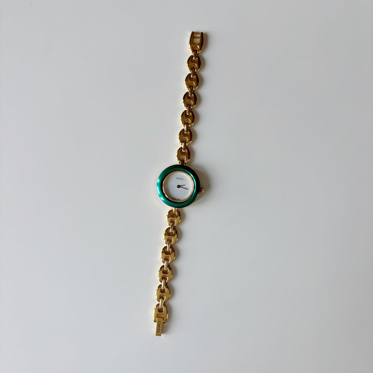 Gucci 1990s Interchangeable Bezel Gold Plated Chain Watch with 6 bezels, case (165mm)