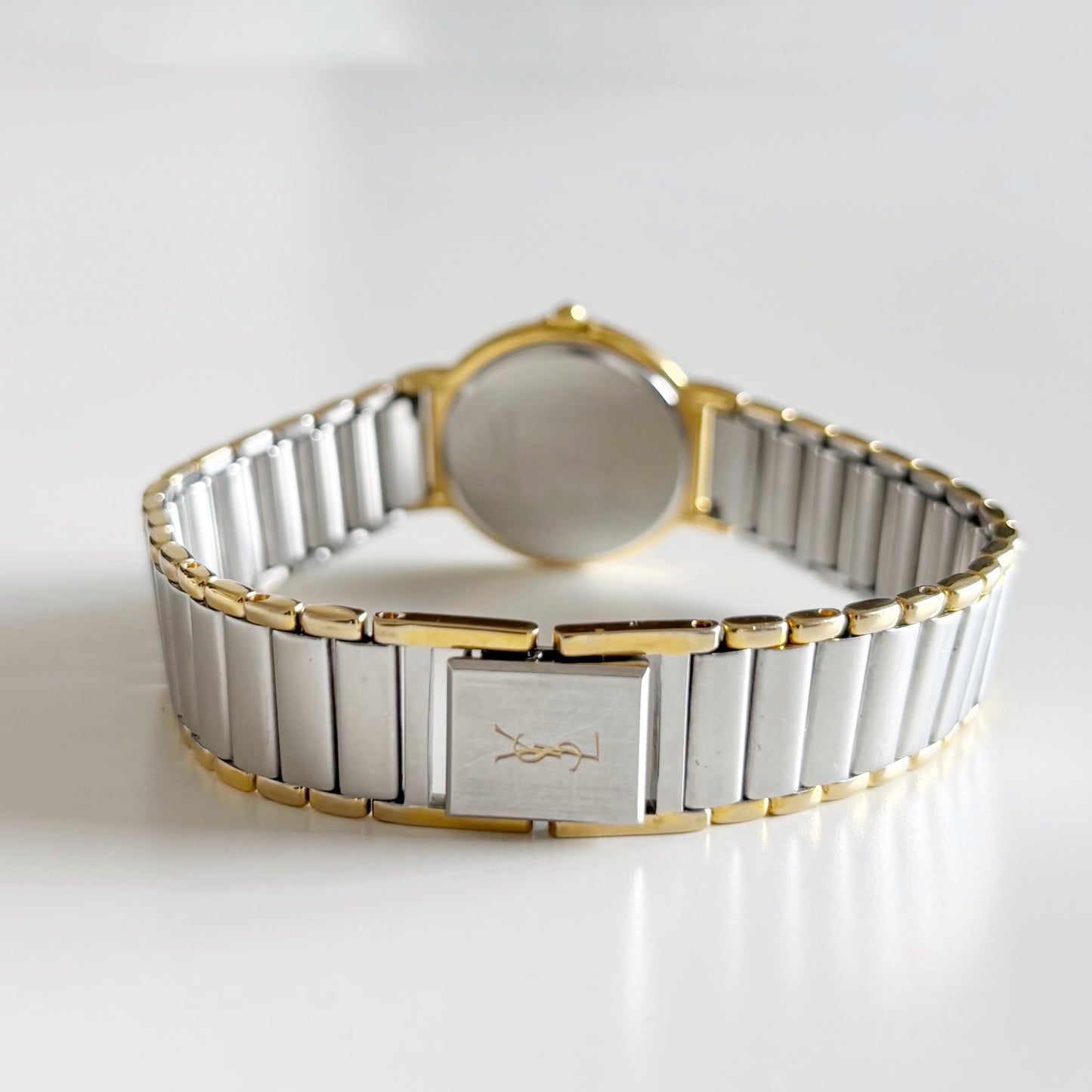Yves Saint Laurent 1990s Round Dial Two Tone Watch