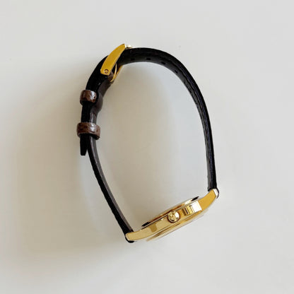 Gucci 1990s Date Round Dial Gold Plated Watch