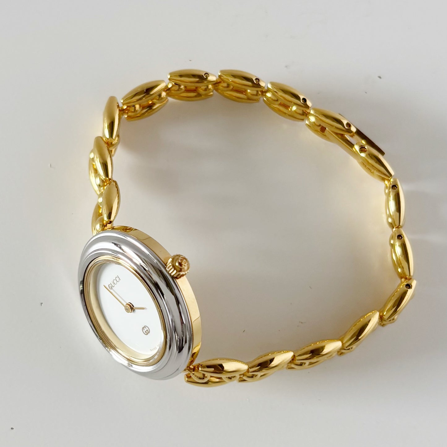 Gucci 1990s Interchangeable Bezel Gold Plated Watch with 6 bezels, case (160mm)