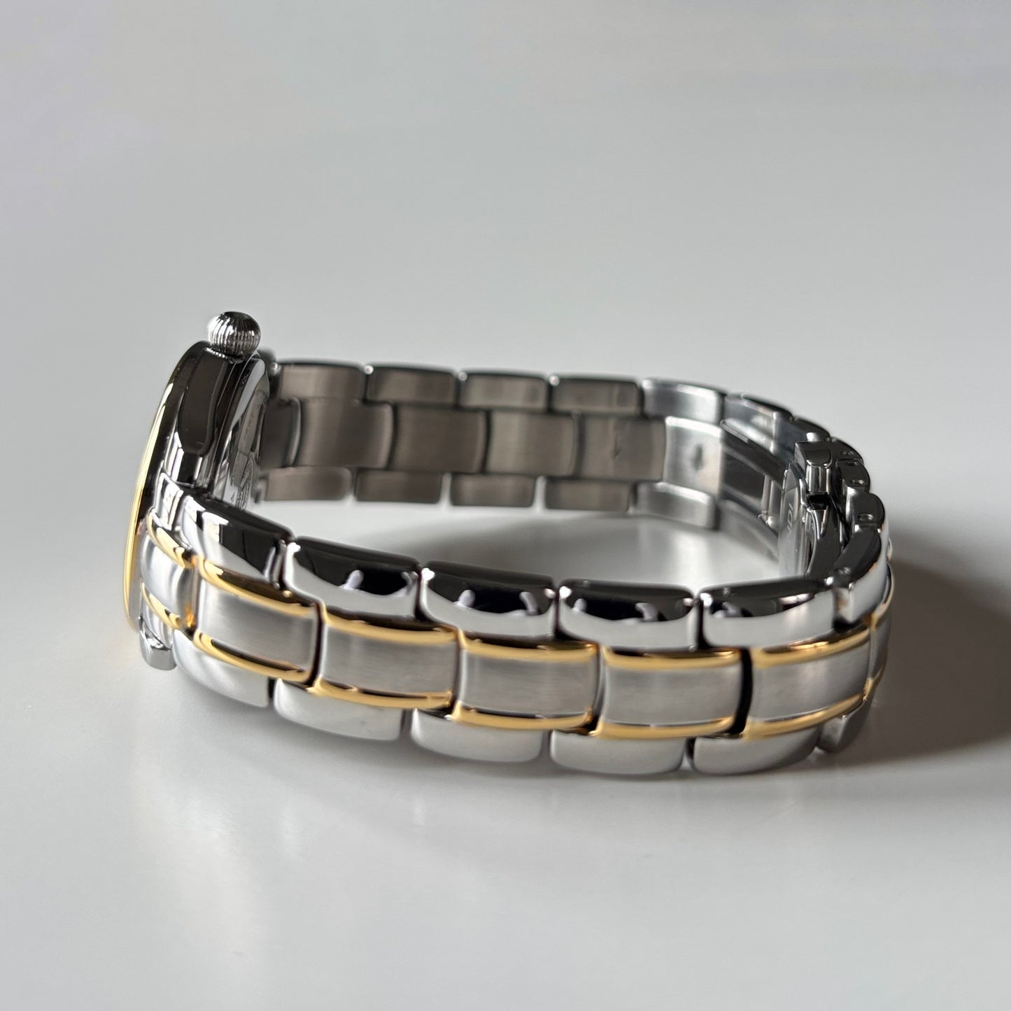 Fendi 1990s Round Dial Date Two Tone Gold Plated Watch