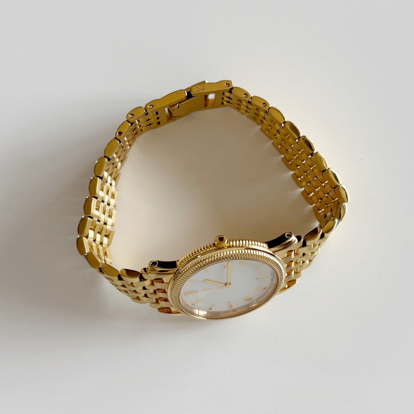 Yves Saint Laurent 1990s Round Dial Gold Plated Watch (Large)