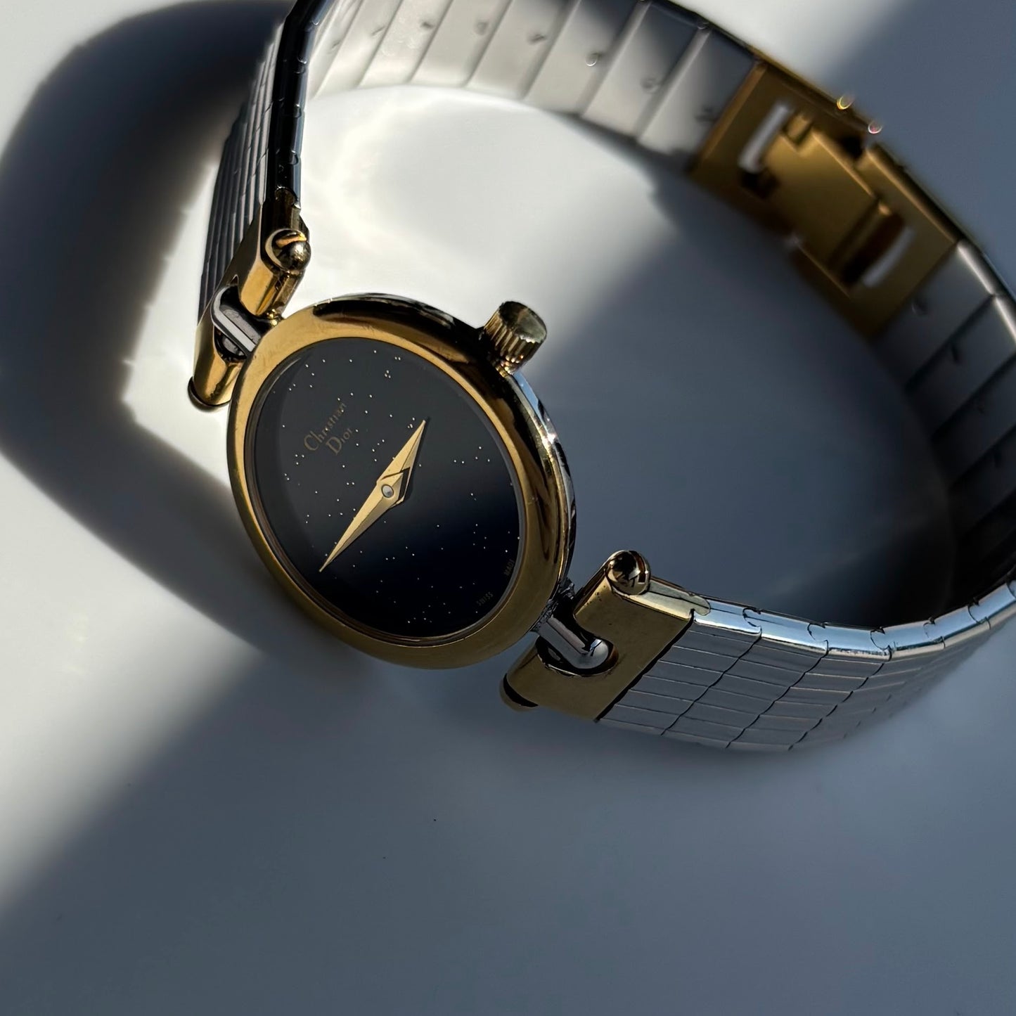 Dior 1990s Navy Round Dial Two Tone Watch
