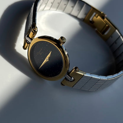 Dior 1990s Navy Round Dial Two Tone Watch