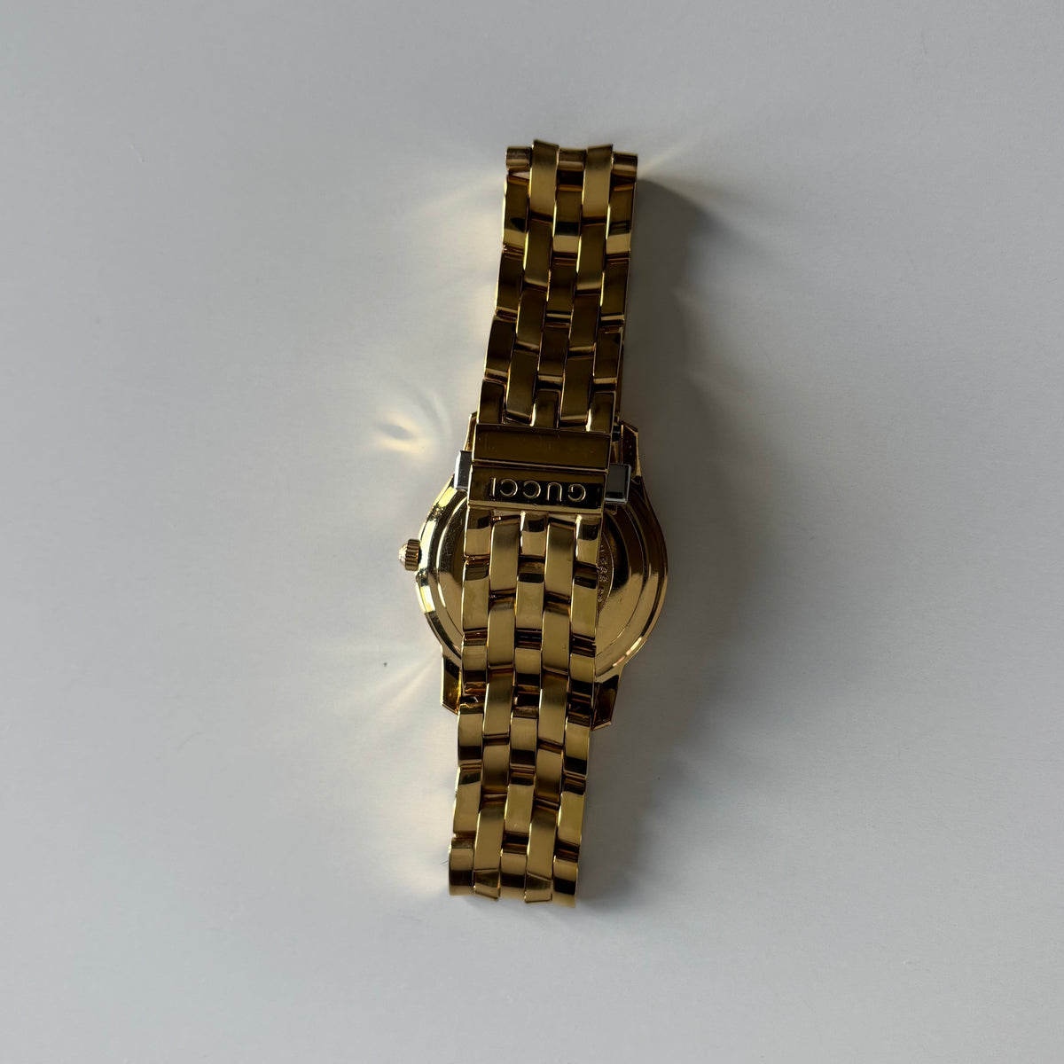 Gucci 1990s Date Black Round Dial Gold-Plated Watch