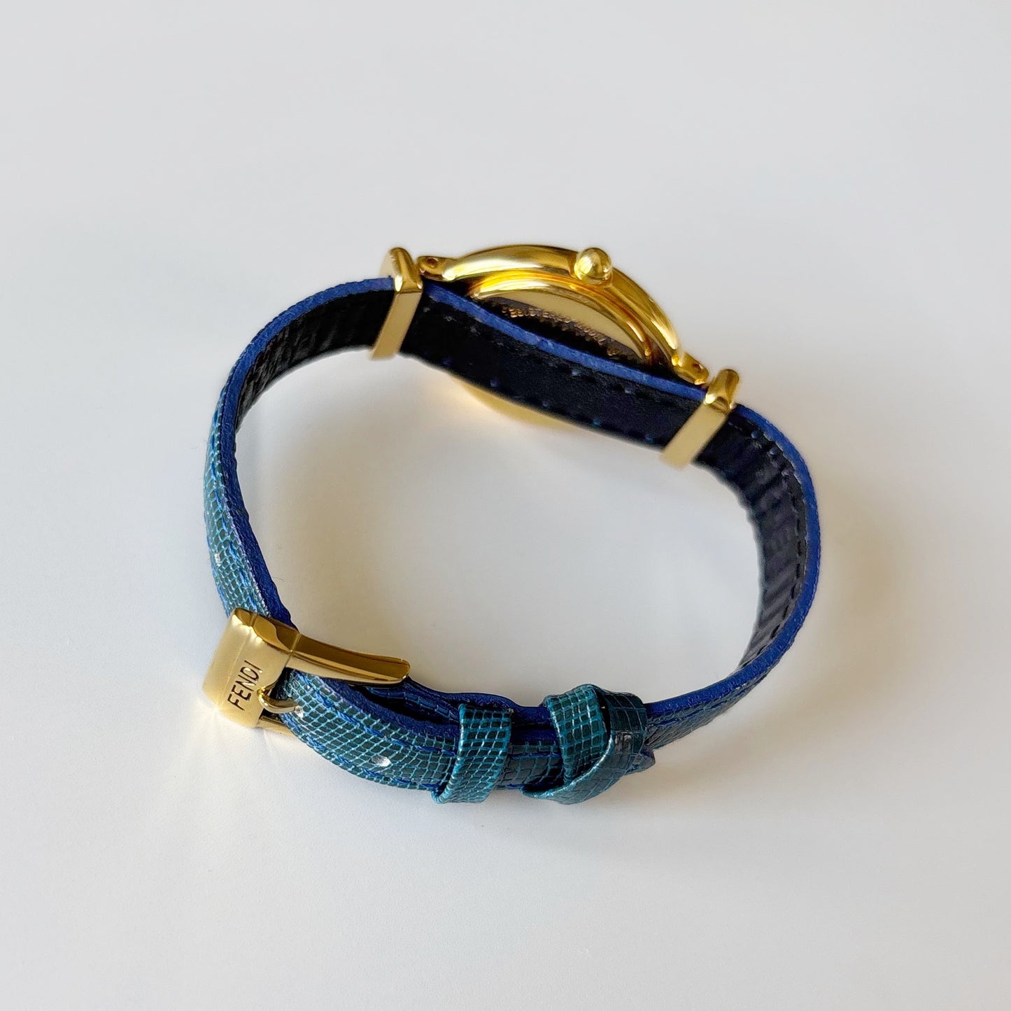 Fendi 1990s Interchangeable Strap Gold Plated Watch with 5 straps, case