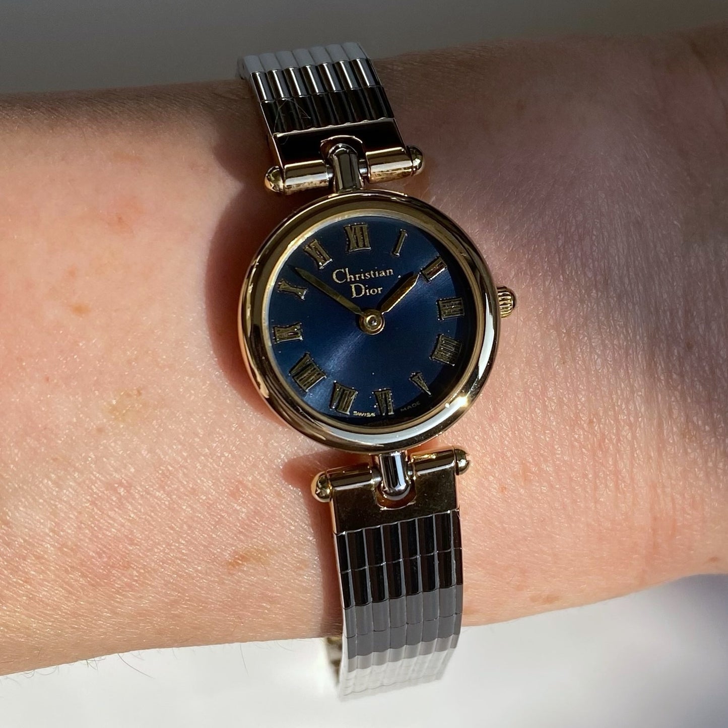 Dior 1990s Navy Dial Two Tone Watch