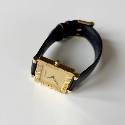 Tiffany 1990s Atlas Square Dial 18K Gold Case Watch