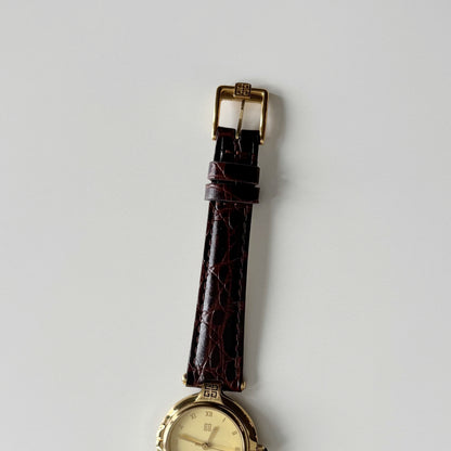Givenchy 1990s Round Dial Gold Plated Watch