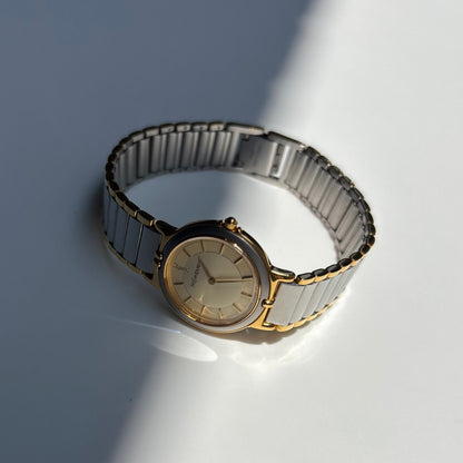 Yves Saint Laurent 1990s Round Dial Two Tone Gold Plated Watch