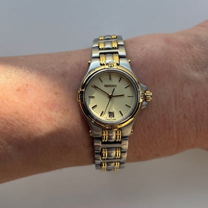 Gucci 1990s Date Round Dial Two Tone Watch