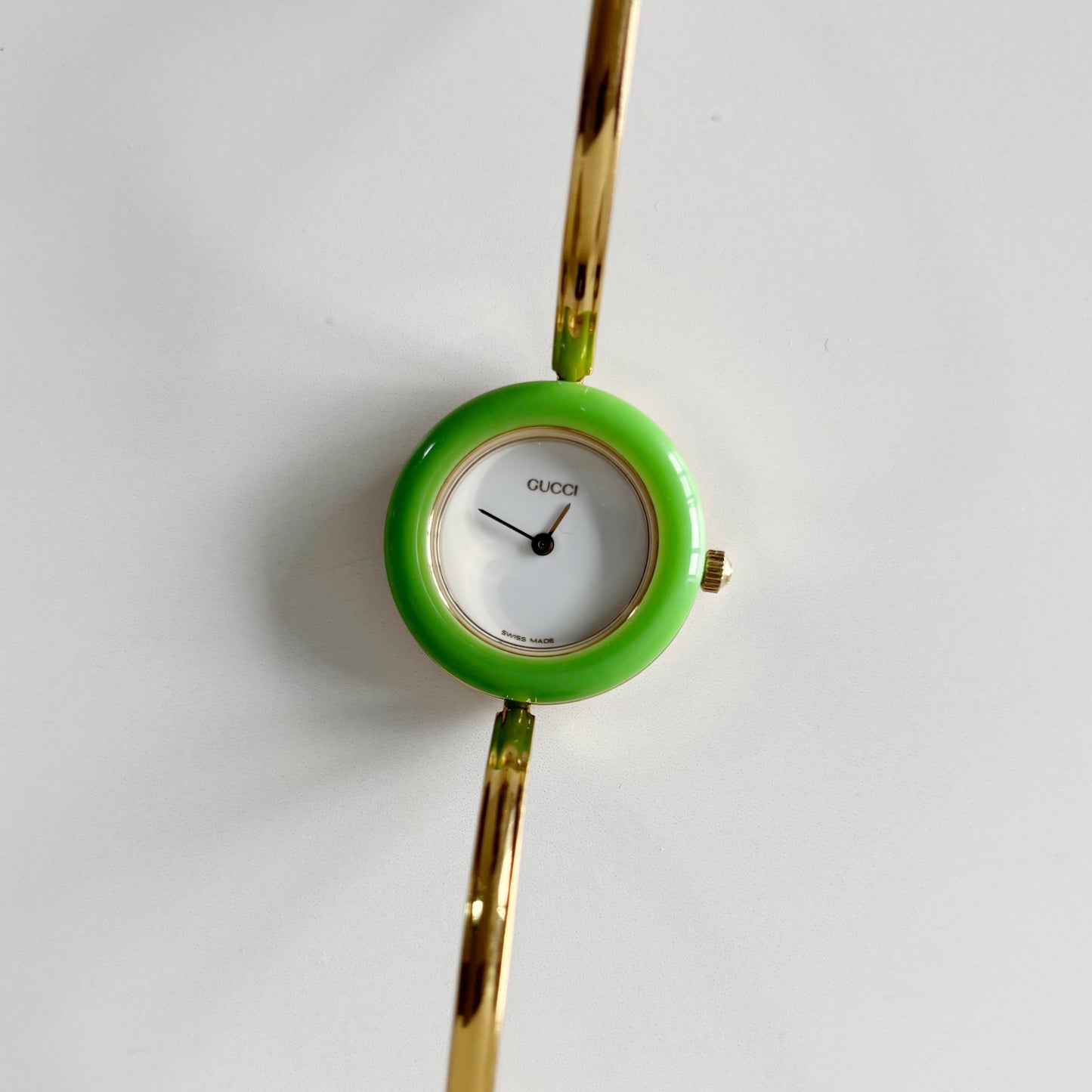 Gucci 1990sInterchangeable Bezel Gold Plated Bangle Watch with 12 bezels, case