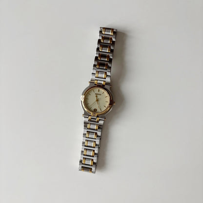 Gucci 1990s Date Round Dial Two Tone Watch (Large)