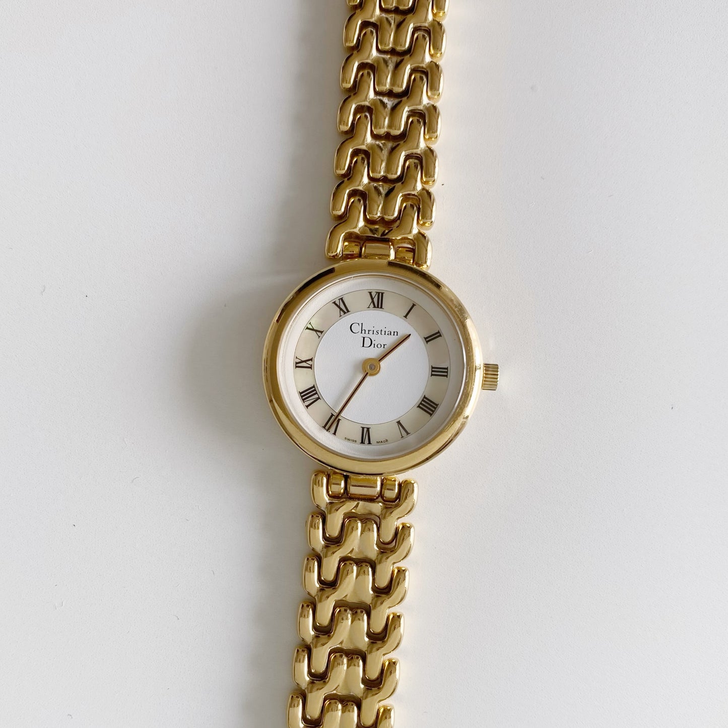 Dior 1990s Seashell Dial Round Watch