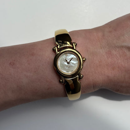 Givenchy 1990s Seashell Dial Gold Plated Bangle Watch