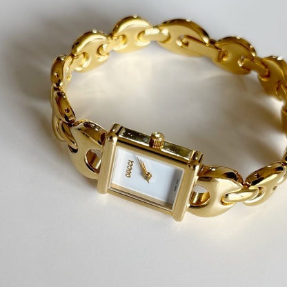 Gucci 1990s Interchangeable Strap Gold Plated Watch with 3 straps, case