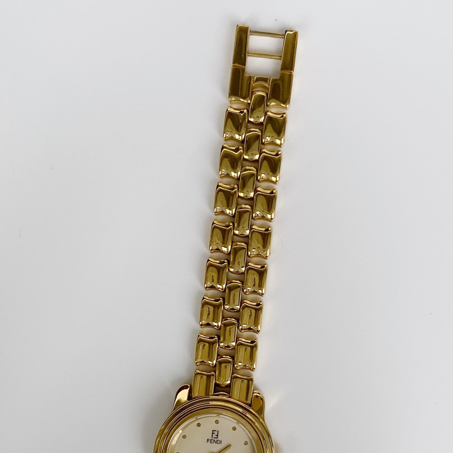 Fendi 1990s Interchangeable Bezel Round Gold Plated Watch with 3 bezels, case