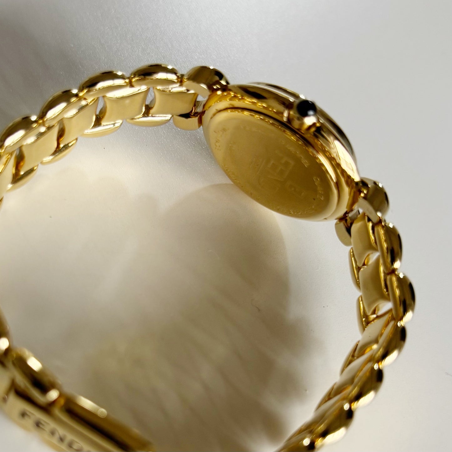 Fendi 1990s Seashell Dial Gold Plated Watch
