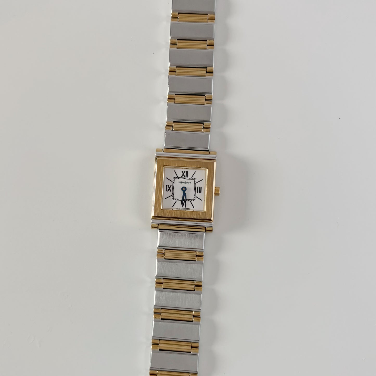 Yves Saint Laurent 1990s Square Dial Gold Plated Two Tone Watch