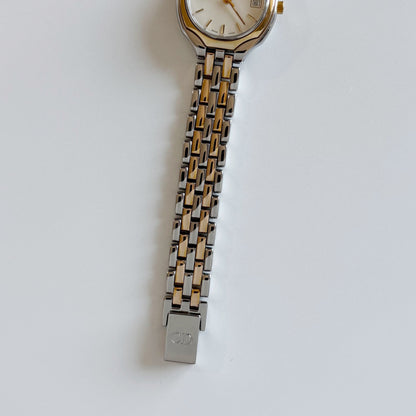 Dior 1990s Date Round Dial Two Tone Watch