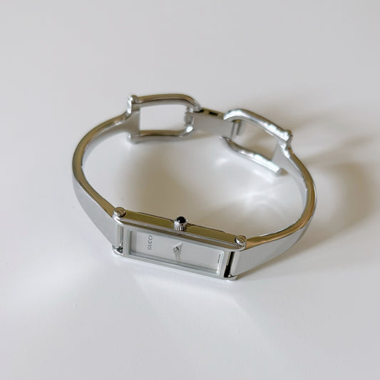 Gucci 1990s Silver Stainless steel Bangle Watch