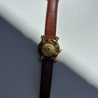 Gucci 1990s Gold Dial Gold Plated Watch