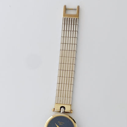 Dior 1990s Navy Dial Gold Plated Two Tone Watch
