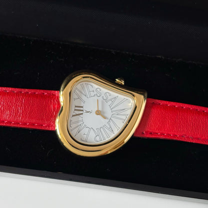 Yves Saint Laurent 1990s Heart shaped Dial Gold Plated Watch