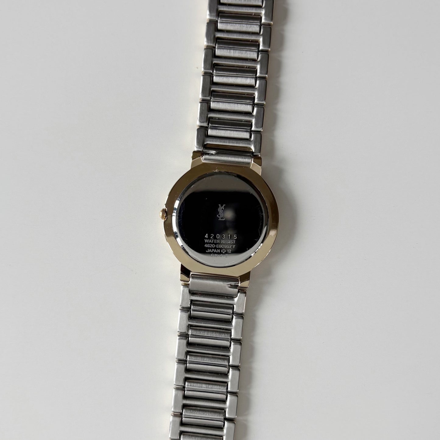 Yves Saint Laurent 1990s Navy Round Dial Two Tone Watch (Large)