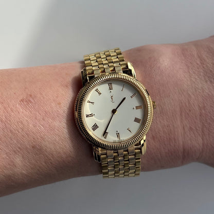 Yves Saint Laurent 1990s Round Dial Gold Plated Watch (Large)