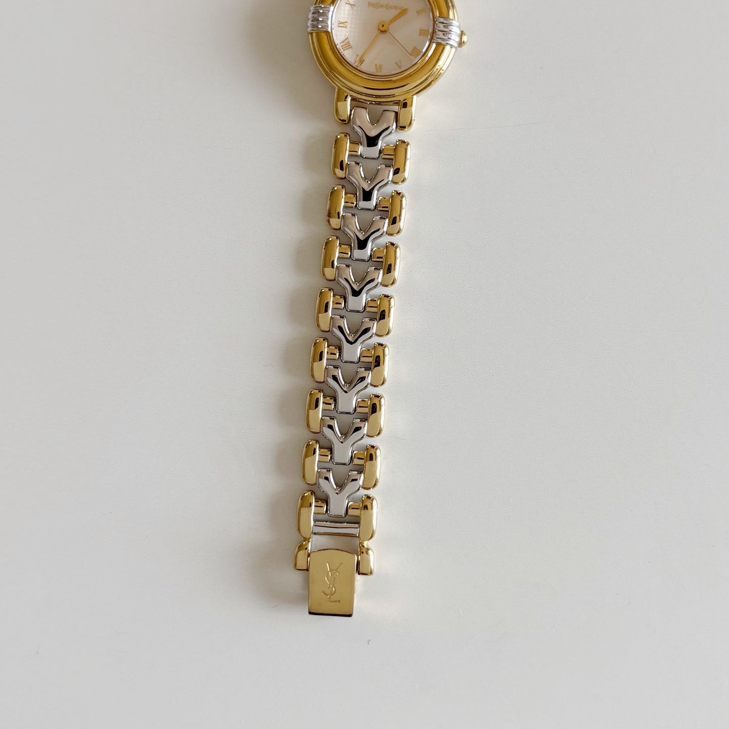 Yves Saint Laurent 1990s Round Dial Two Tone Watch