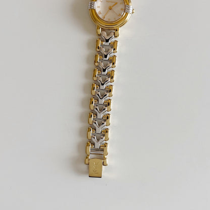 Yves Saint Laurent 1990s Round Dial Two Tone Watch