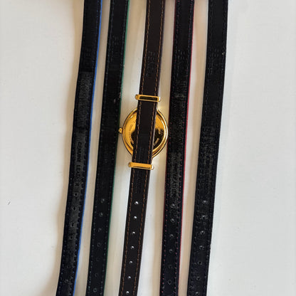 Fendi 1990s Interchangeable Belt Gold Plated Watch with 5 straps, case