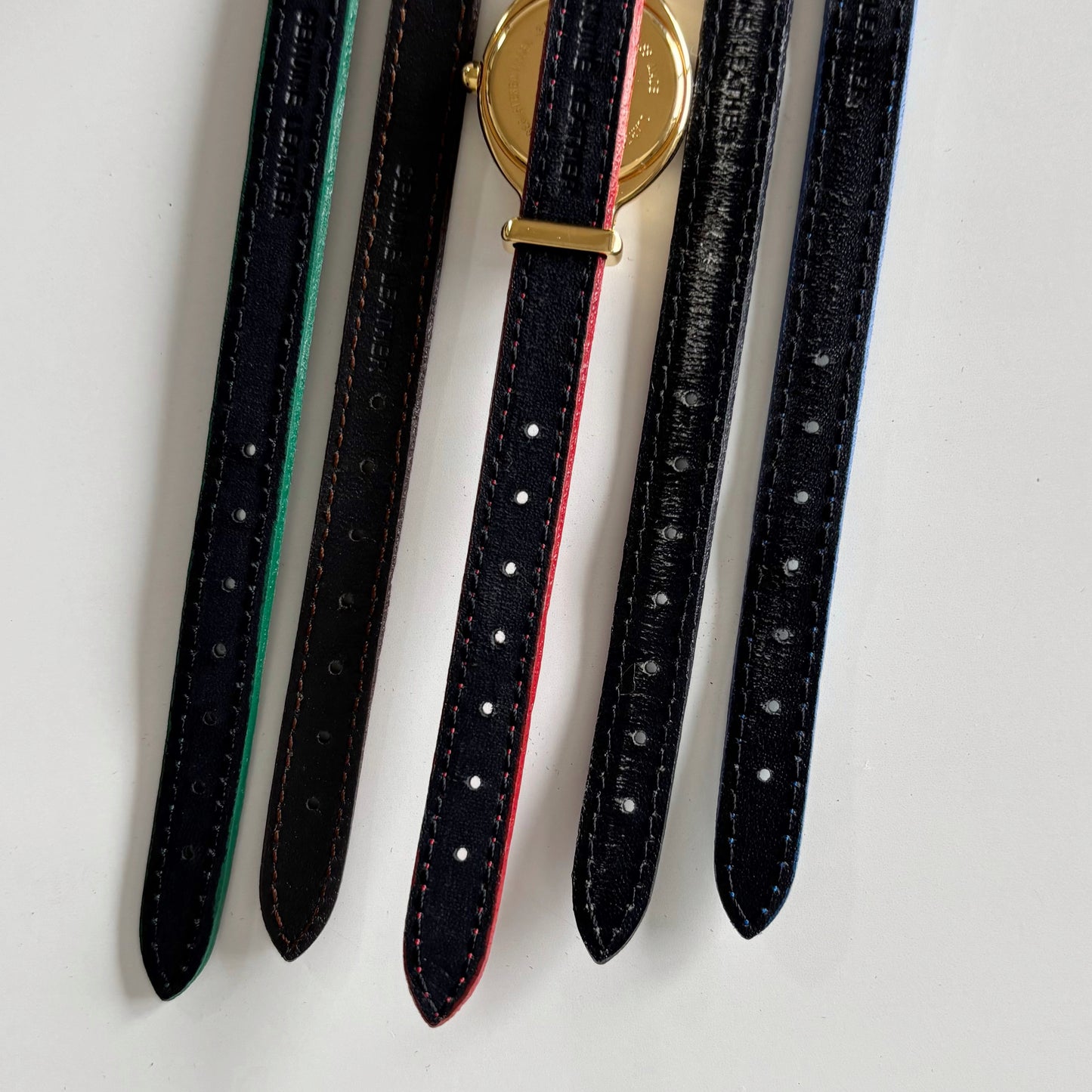 Fendi 1990s Interchangeable Strap Gold Plated Watch with 5 straps, case