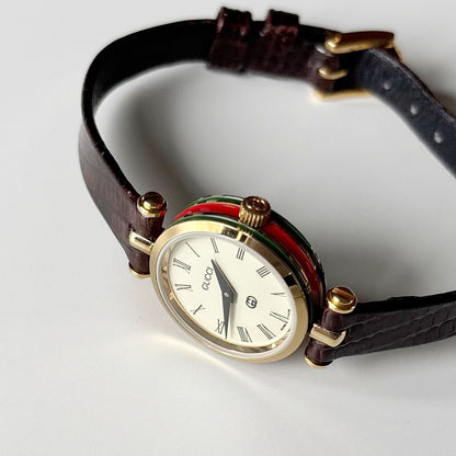 Gucci 1990s Sherry Round Dial Gold Plated Watch