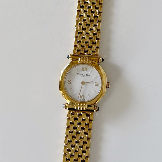 Dior 1990s Gold Plated Round Watch