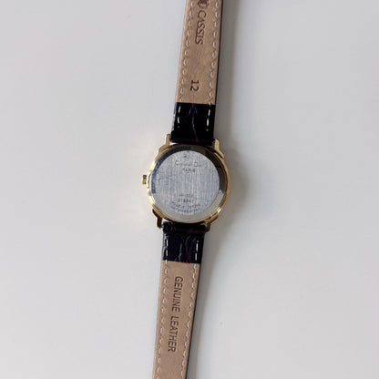 Dior 1990s Date Gold Round Dial Gold Plated Watch