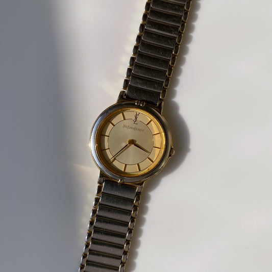 Yves Saint Laurent 90s Two Tone Round Watch