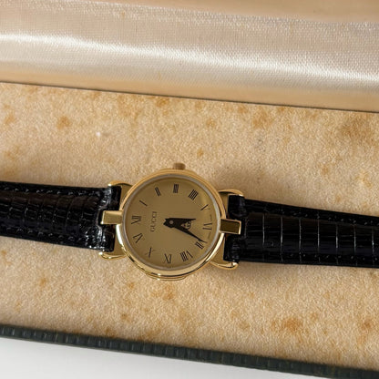 Gucci 1990s Round Dial Gold Plated Watch