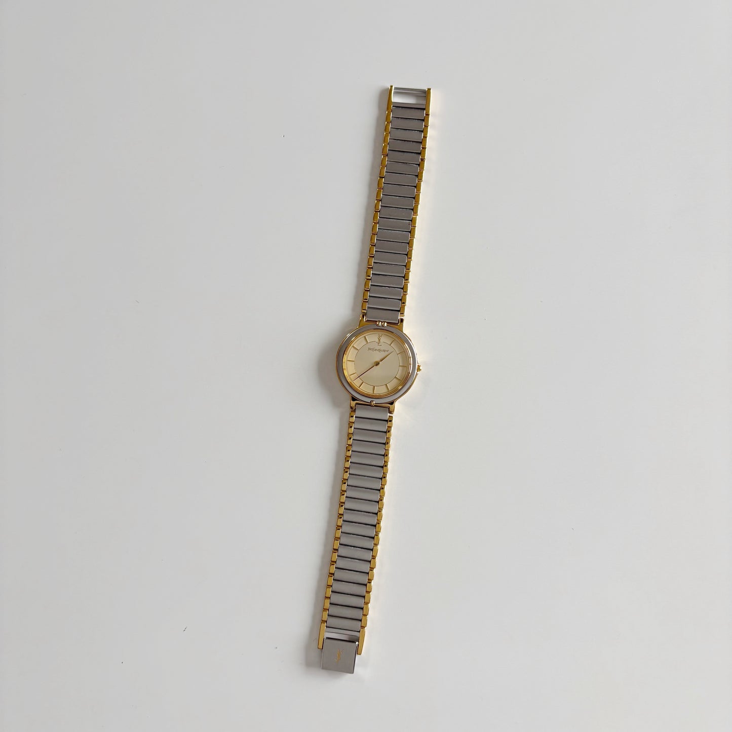 Yves Saint Laurent 1990s Round Dial Two Tone Watch (Large)
