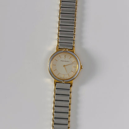 Yves Saint Laurent 1990s Round Dial Two Tone Watch