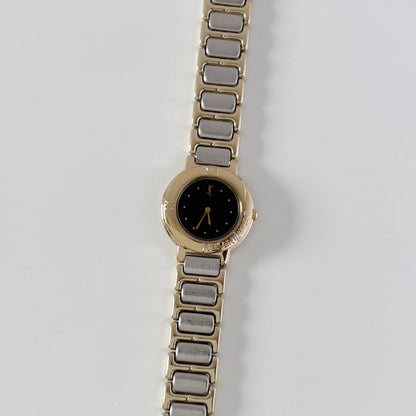 Yves Saint Laurent 1990s Black Dial Two Tone Watch