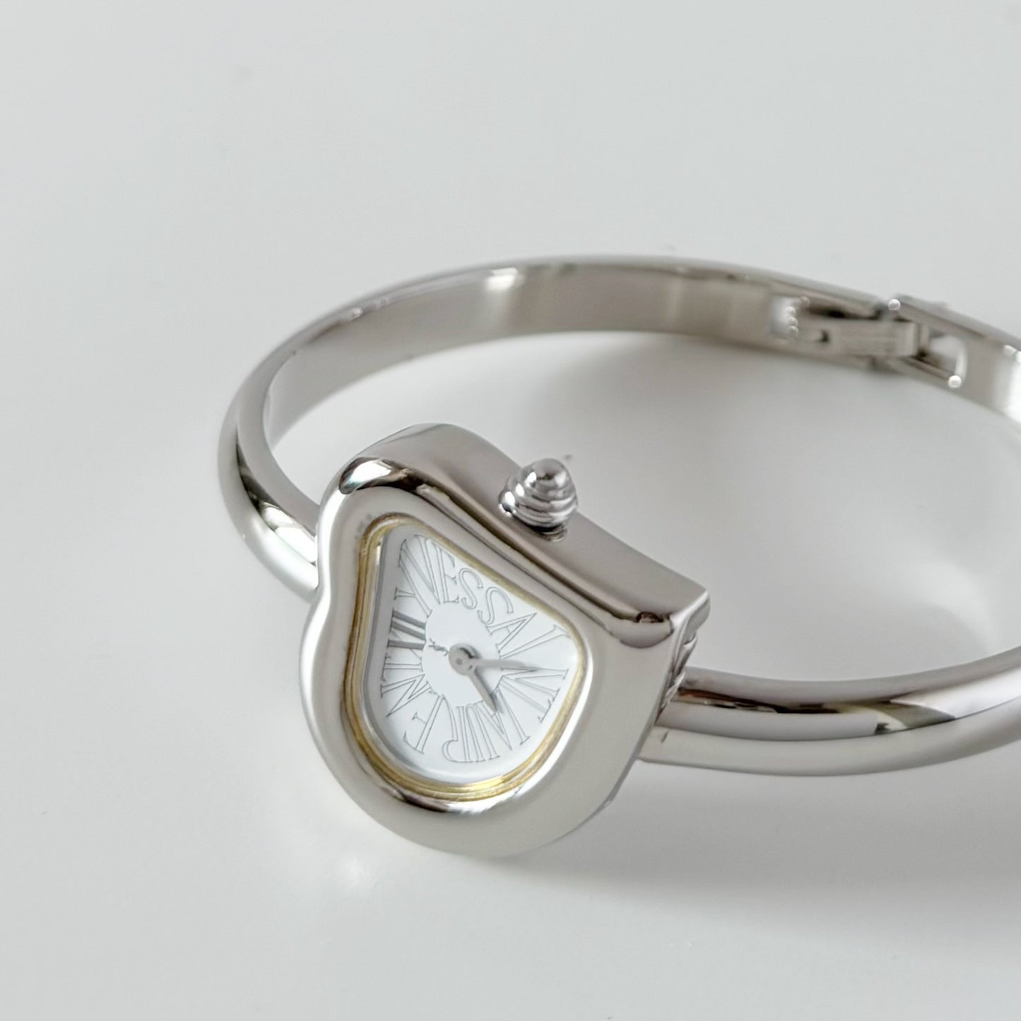 Yves Saint Laurent 1990s Heart Shaped Dial Bangle Watch