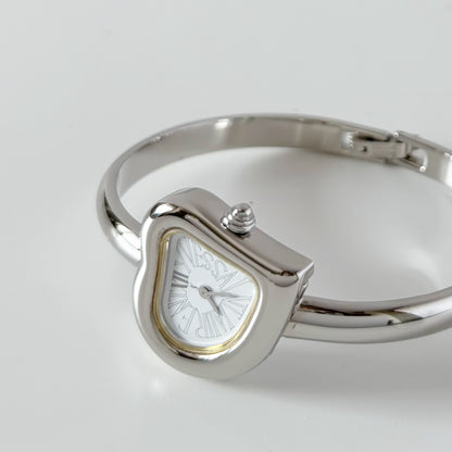 Yves Saint Laurent 1990s Heart Shaped Dial Bangle Watch
