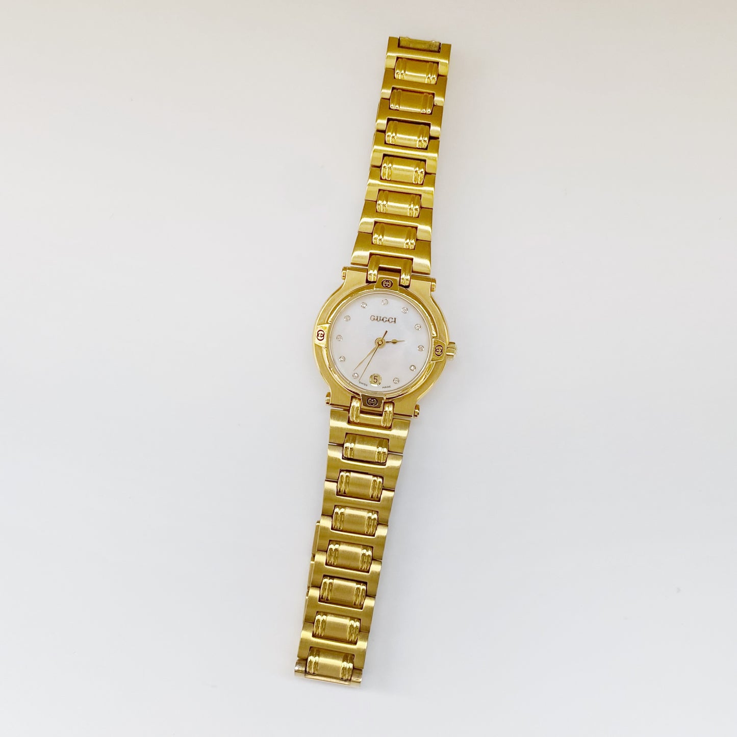 Gucci 1990s Seashell Dial Gold Plated Watch