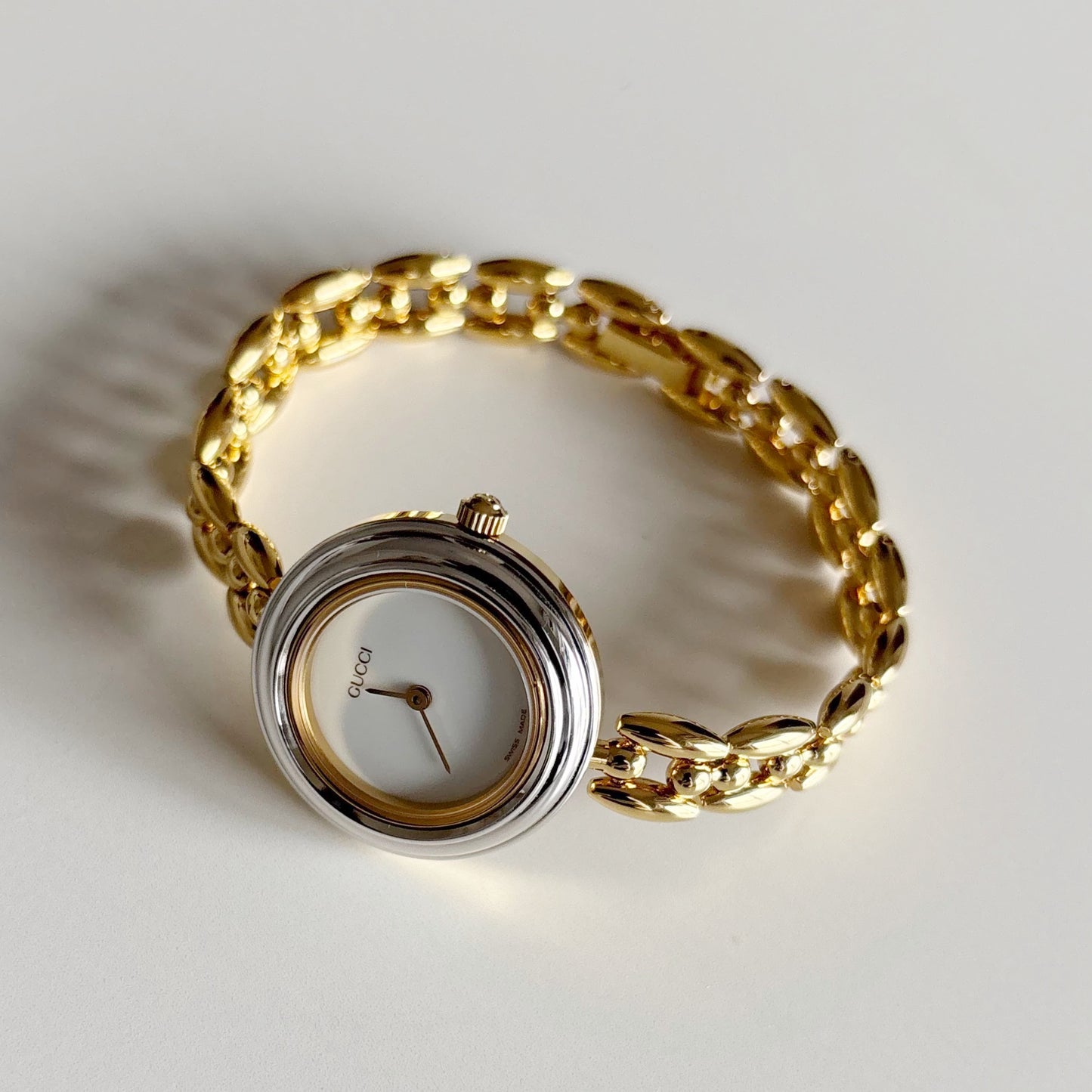 Gucci 1990s Interchangeable Bezel Gold Plated Watch with 6 bezels, case (160mm)