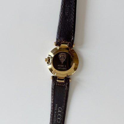 Gucci 1990s Gold Round Dial Two Tone Gold Plated Watch